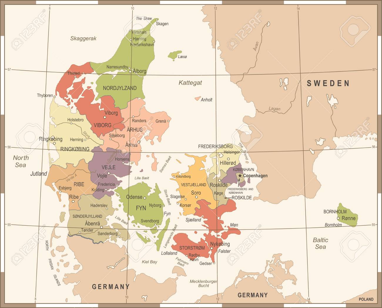 Carte du Danemark
